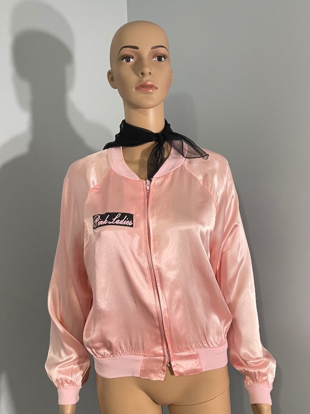 1950's Pink Ladies Satin Bomber Jacket – Grease Costume Jacket w/Scarf